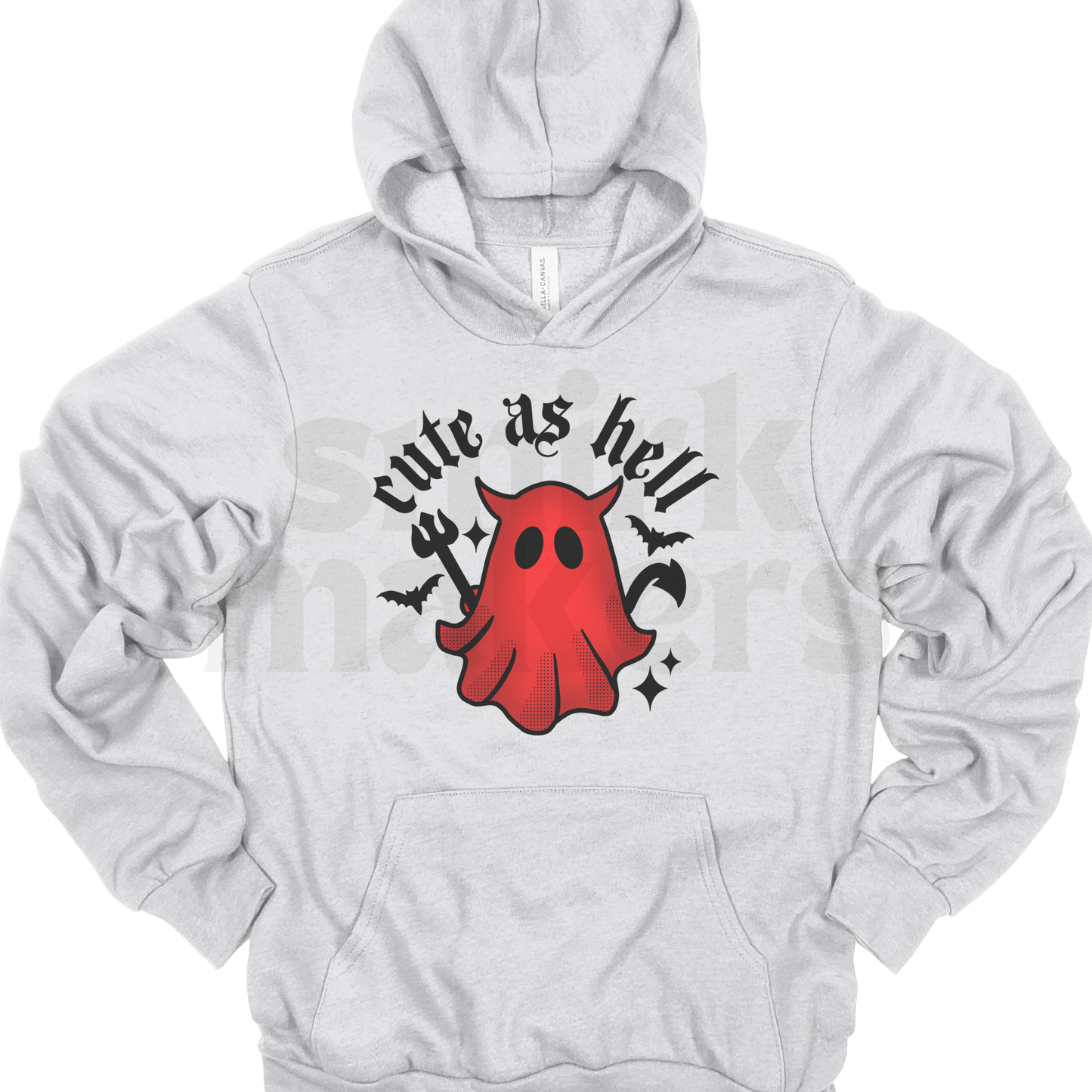"Cute As Hell" Halloween hoodie in ash.