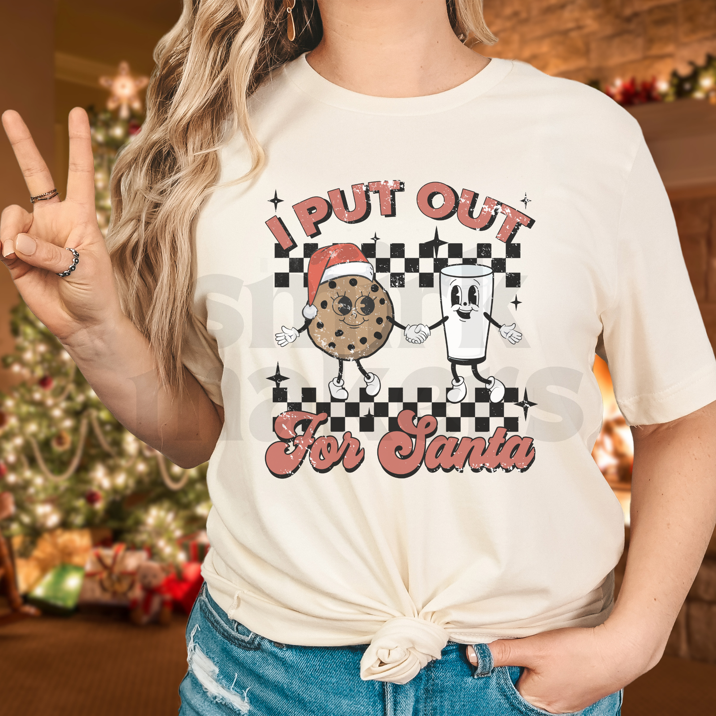 "I put out for Santa" funny Christmas tee in natural.