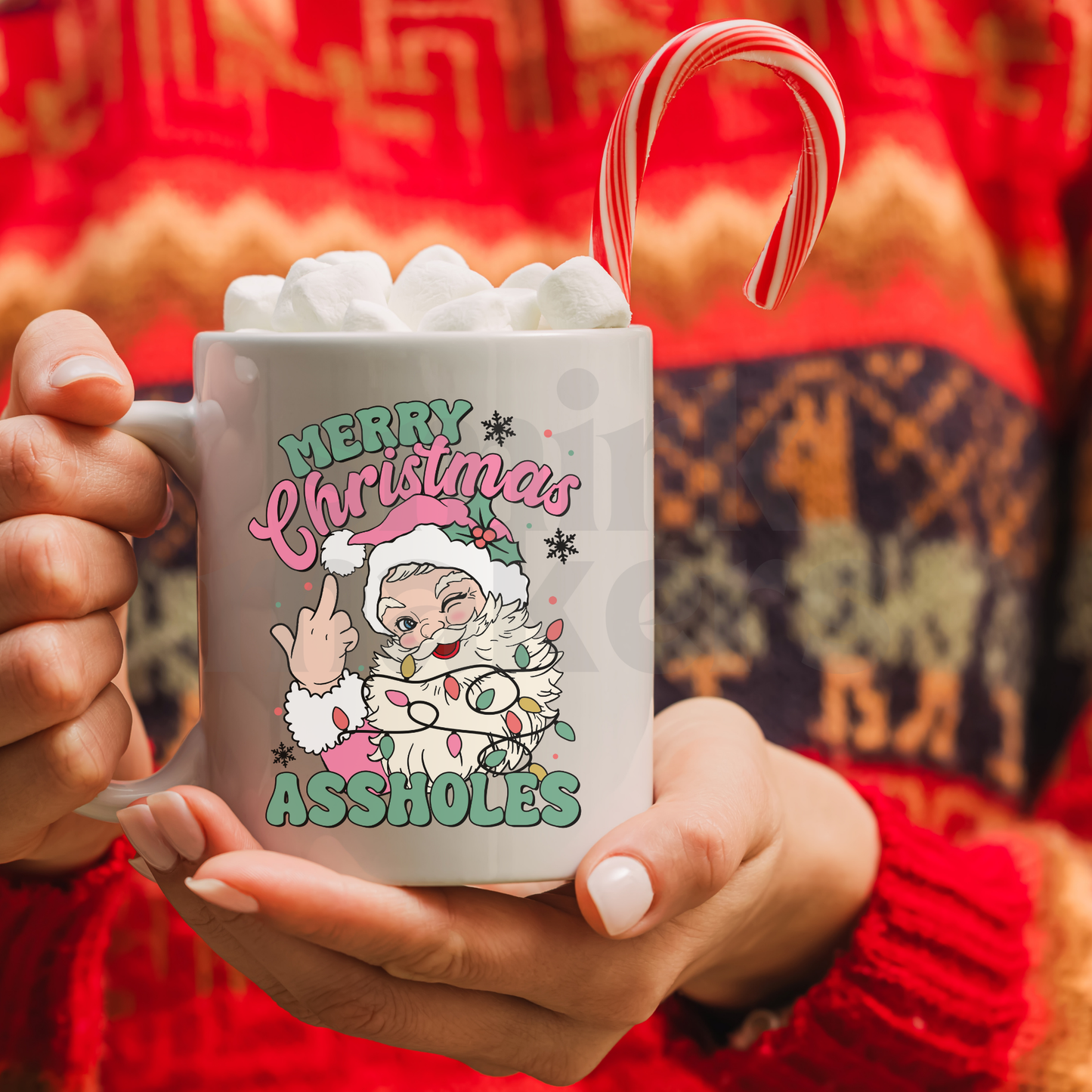 "Merry Christmas A-holes" funny 15oz ceramic mug.