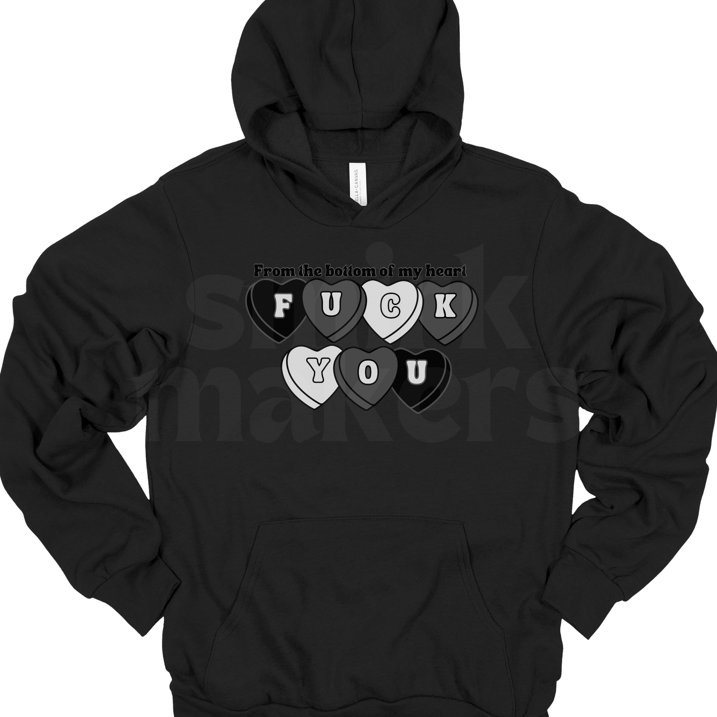 From the bottom of my heart F U - Black Graphic Hoodie