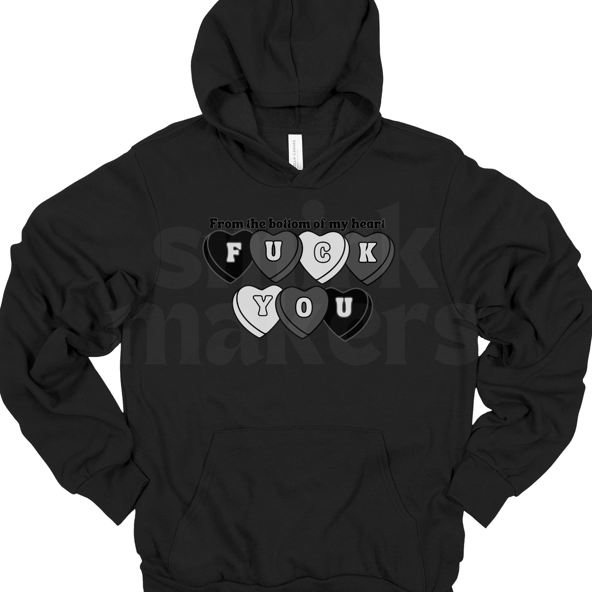 From the bottom of my heart F U - Black Graphic Hoodie