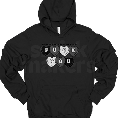 From the bottom of my heart F U - Black Graphic Hoodie