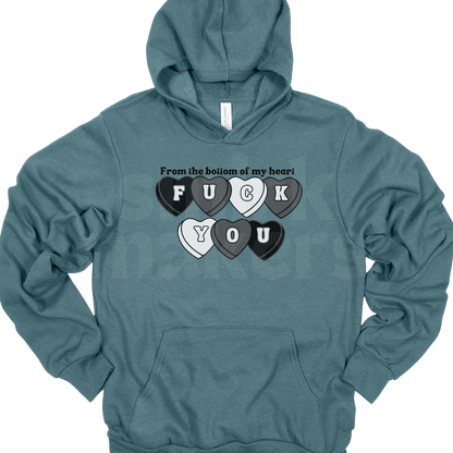 From the bottom of my heart F U - Blue Graphic Hoodie