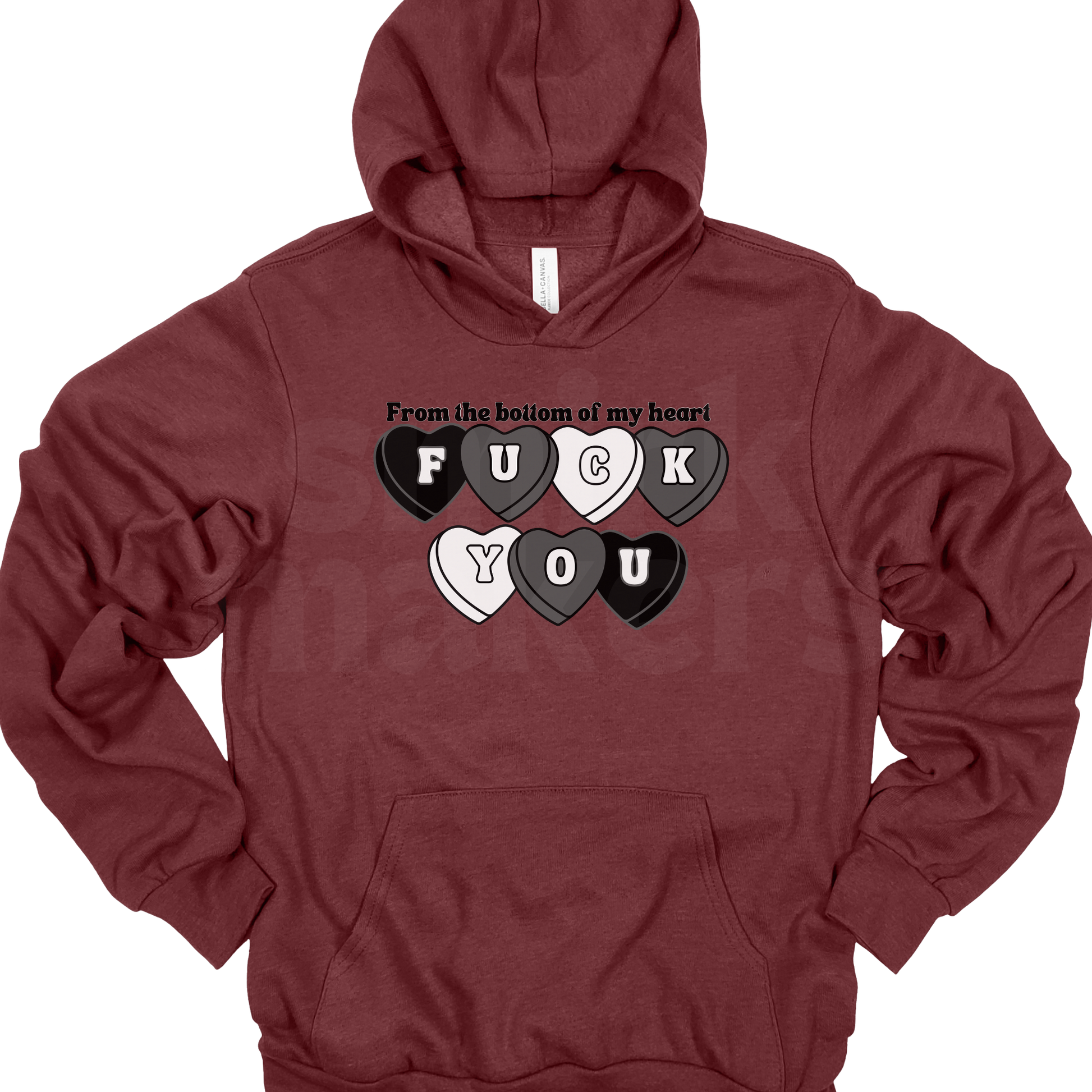 From the bottom of my heart F U - Maroon Graphic Hoodie