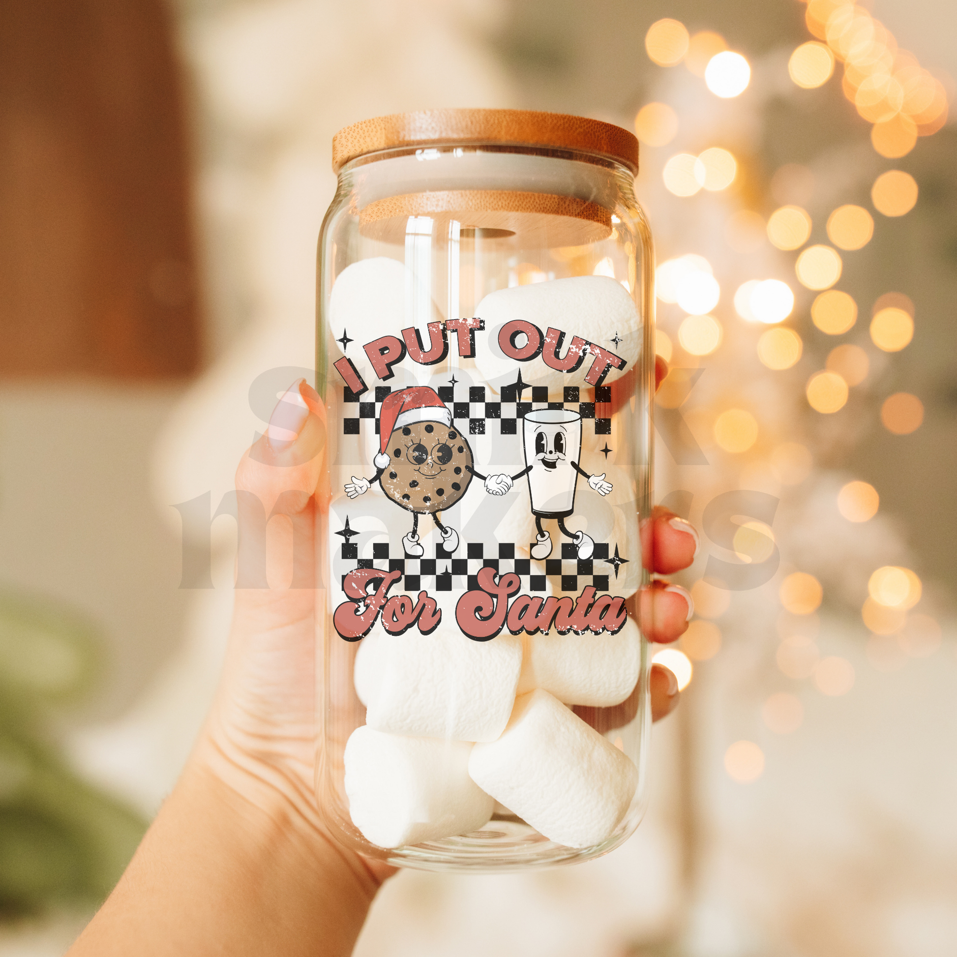 "I put out for Santa" funny 20 oz glass can.